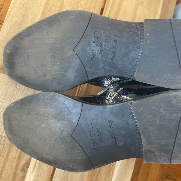 Jimmy Choo Patent Leather Ankle Boots w/ Studded Strap (W 9) - Picture 5 of 6